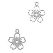 Bedels van Stainless steel Roestvrij staal (RVS) flower Silver