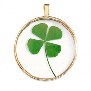 Gedroogde bloemetjes bedels Gold-green