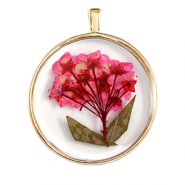 Gedroogde bloemetjes bedels Gold-pink green