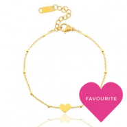 Armbanden van Stainless steel Roestvrij staal (RVS) jasseron heart &hearts; Goud