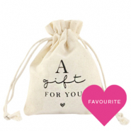 Linnen sieradenzakje "a gift for you" Off white