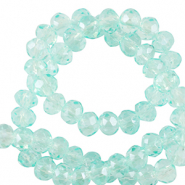 Facet kralen top quality disc 6x4mm Light turquoise blue