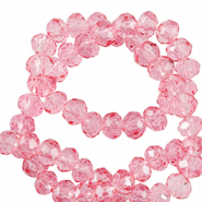 Facet kralen top quality disc 6x4mm Peonia pink