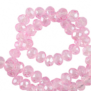 Facet kralen top quality disc 6x4mm Azalea pink