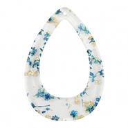 Hangers van resin met gedroogde bloemetjes drop Blue-gold