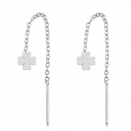 Oorbellen van Stainless steel Roestvrij staal (RVS) clover Silver