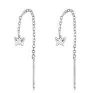 Oorbellen van Stainless steel Roestvrij staal (RVS) butterfly Silver