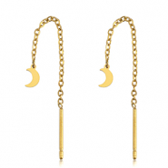 Oorbellen van Stainless steel Roestvrij staal (RVS) moon Gold