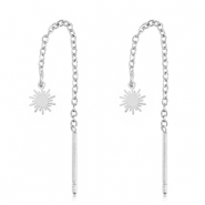 Oorbellen van Stainless steel Roestvrij staal (RVS) sun Silver