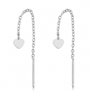 Oorbellen van Stainless steel Roestvrij staal (RVS) heart Silver