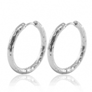 Oorbellen van Stainless steel Roestvrij staal (RVS) creolen 25mm Silver