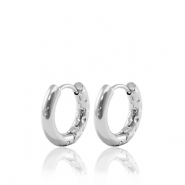 Oorbellen van Stainless steel Roestvrij staal (RVS) creolen reversible 15mm Silver