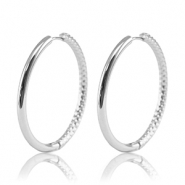 Oorbellen van Stainless steel Roestvrij staal (RVS) creolen reversible 36mm Silver