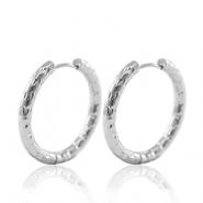Oorbellen van Stainless steel Roestvrij staal (RVS) creolen 23mm Silver