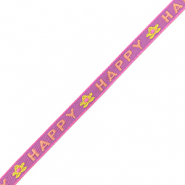 Tekstlint "happy" Sheer lilac-coral pink