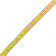 Tekstlint "follow your dreams" Paisley purple-lime green