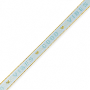 Tekstlint "good vibes" Ice blue-gold