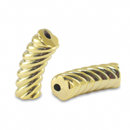 Acryl kralen tube twisted Gold