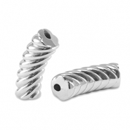 Acryl kralen tube twisted Silver