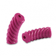 Acryl kralen tube twisted Magenta pink