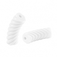 Acryl kralen tube twisted White