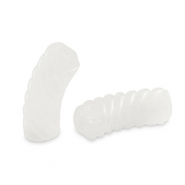 Acryl kralen tube twisted Transparent white