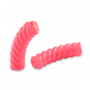 Acryl kralen tube twisted Neon coral red