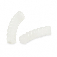 Acryl kralen tube twisted Transparent white