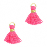 Kwastje 1.2cm Gold-fuchsia neon pink