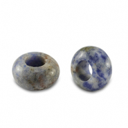 Rondellen natuursteen kralen sodaliet en microklien 14mm Blue-white