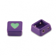 Tile bead square Grape purple-turquoise
