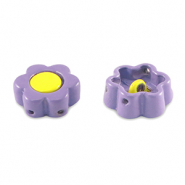 Tile bead flower Paisley purple-yellow