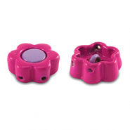 Tile bead flower Magenta pink-paisley purple