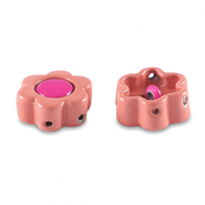 Tile bead flower Lantana pink-magenta pink