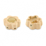 Tile bead flower Apricot beige-gold