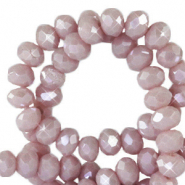 Facet kralen top quality disc 3x2mm Soft rose ash-pearl shine coating