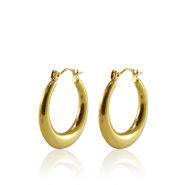 Oorbellen van Stainless steel Roestvrij staal (RVS) creolen 25mm Gold