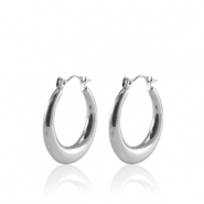 Oorbellen van Stainless steel Roestvrij staal (RVS) creolen 25mm Silver