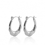 Oorbellen van Stainless steel Roestvrij staal (RVS) creolen 20mm Silver
