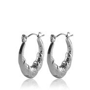 Oorbellen van Stainless steel Roestvrij staal (RVS) creolen oval Silver