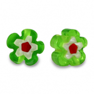 Millefiori glaskralen flower Spring green