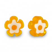 Millefiori glaskralen flower Orange