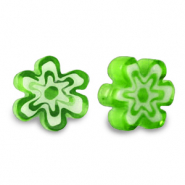 Millefiori glaskralen flower Spring green