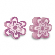 Millefiori glaskralen flower Heather purple