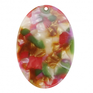 Hangers van resin ovaal Multicolor pink-green