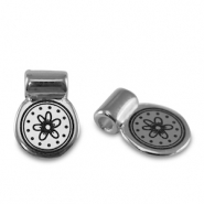 Metaal schuivers DQ flower Antiek zilver (nikkelvrij)
