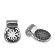Metaal schuivers DQ flower Antiek zilver (nikkelvrij)