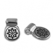 Metaal schuivers DQ flower Antiek zilver (nikkelvrij)