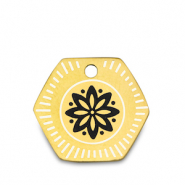 Bedels van Stainless steel Roestvrij staal (RVS) flower Goud