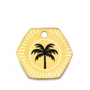 Bedels van Stainless steel Roestvrij staal (RVS) palmtree Goud